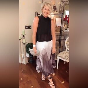 Watercolor Pleated Skirt